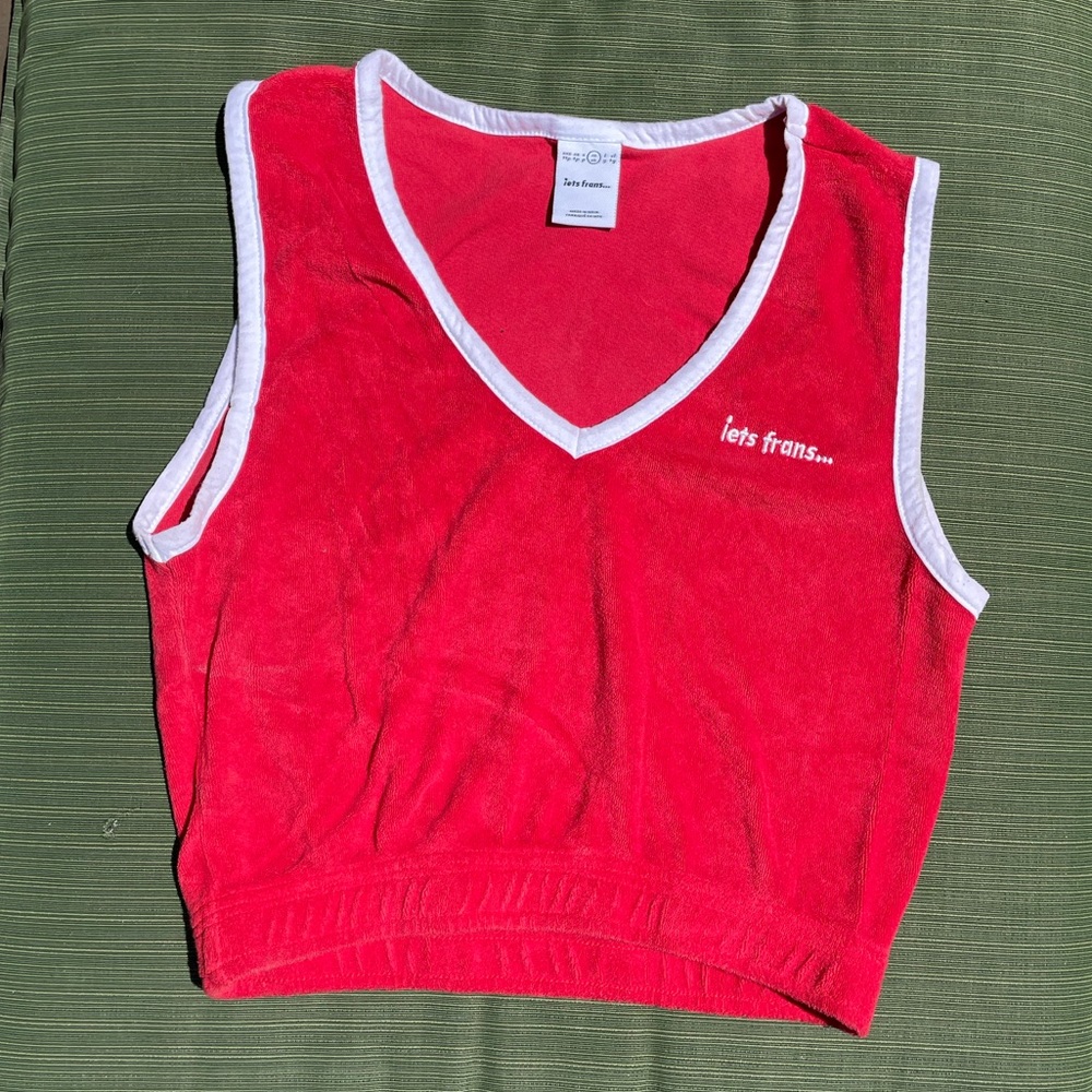 Red Terrycloth Tennis Top